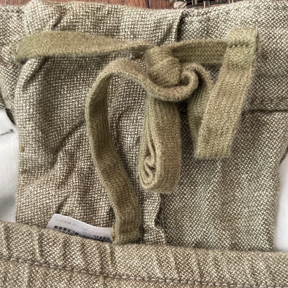 Men's Tan/Green linen Pants with drawstring